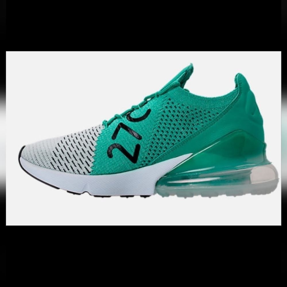 Nike Air Max 270 Flyknit Green and White Sneakers